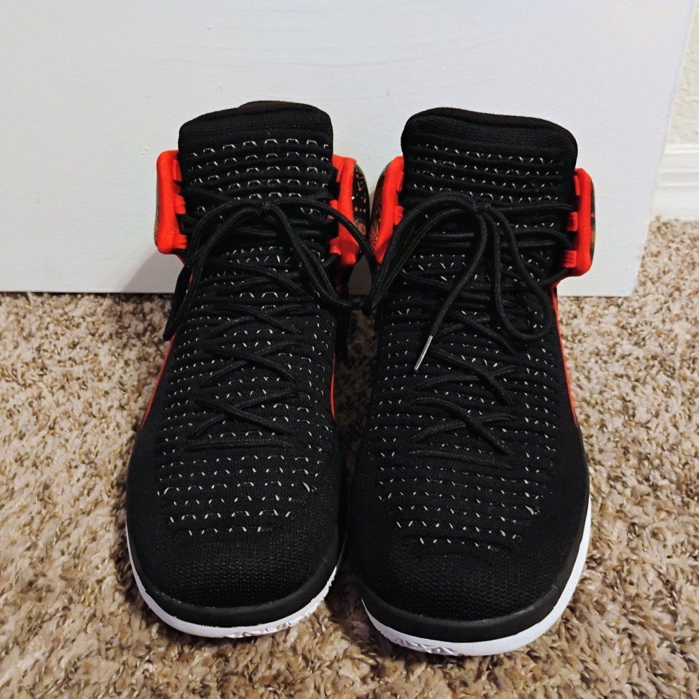 Black and Red Athletic Sneakers with Breathable Mesh